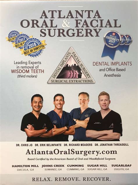 Atlanta oral & facial surgery - Make an Appointment with Emory Oral and Maxillofacial Surgery. To make an appointment, please call 404-778-4500. Get comprehensive oral and maxillofacial care, including wisdom teeth removal, dental implants, bone grafts, cleft lip and palate surgery, and more at Emory Healthcare.